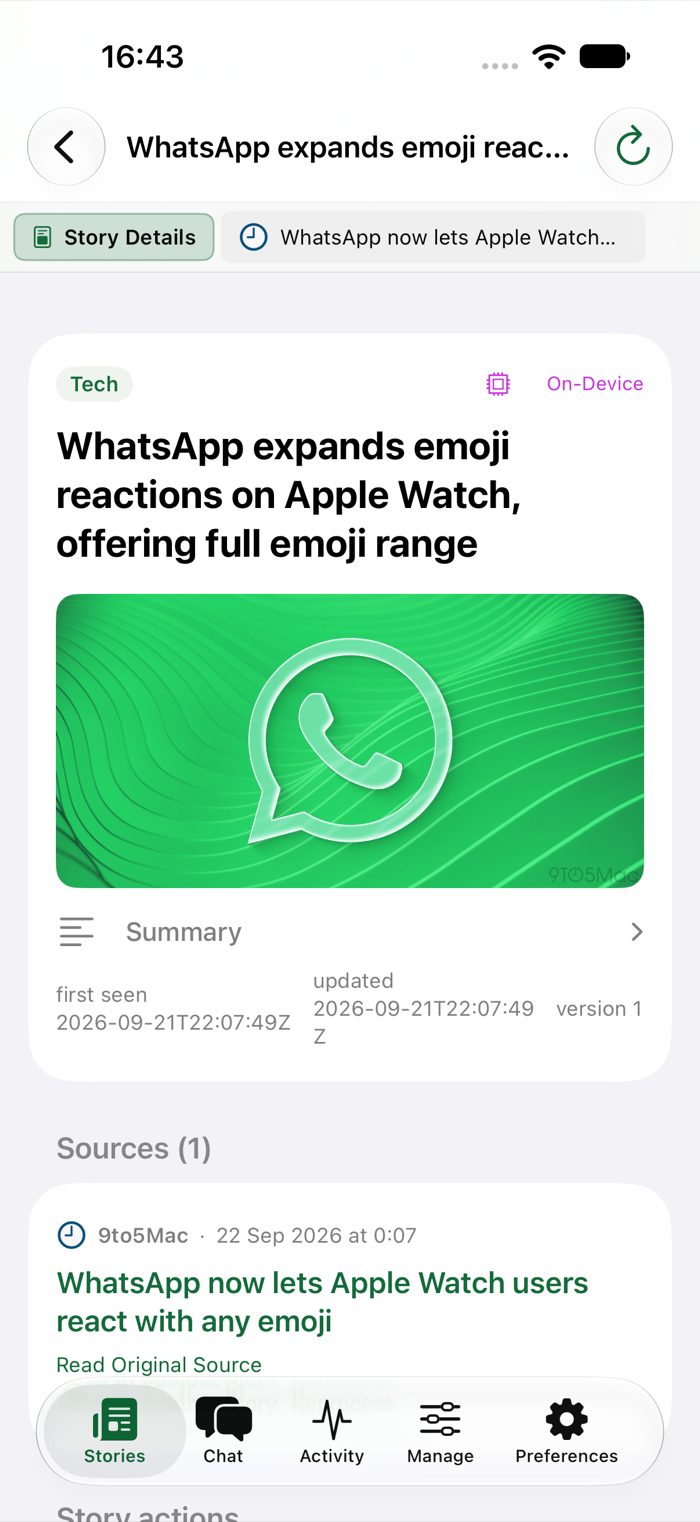 A Story detail on iPhone with a clear Read Original Source link