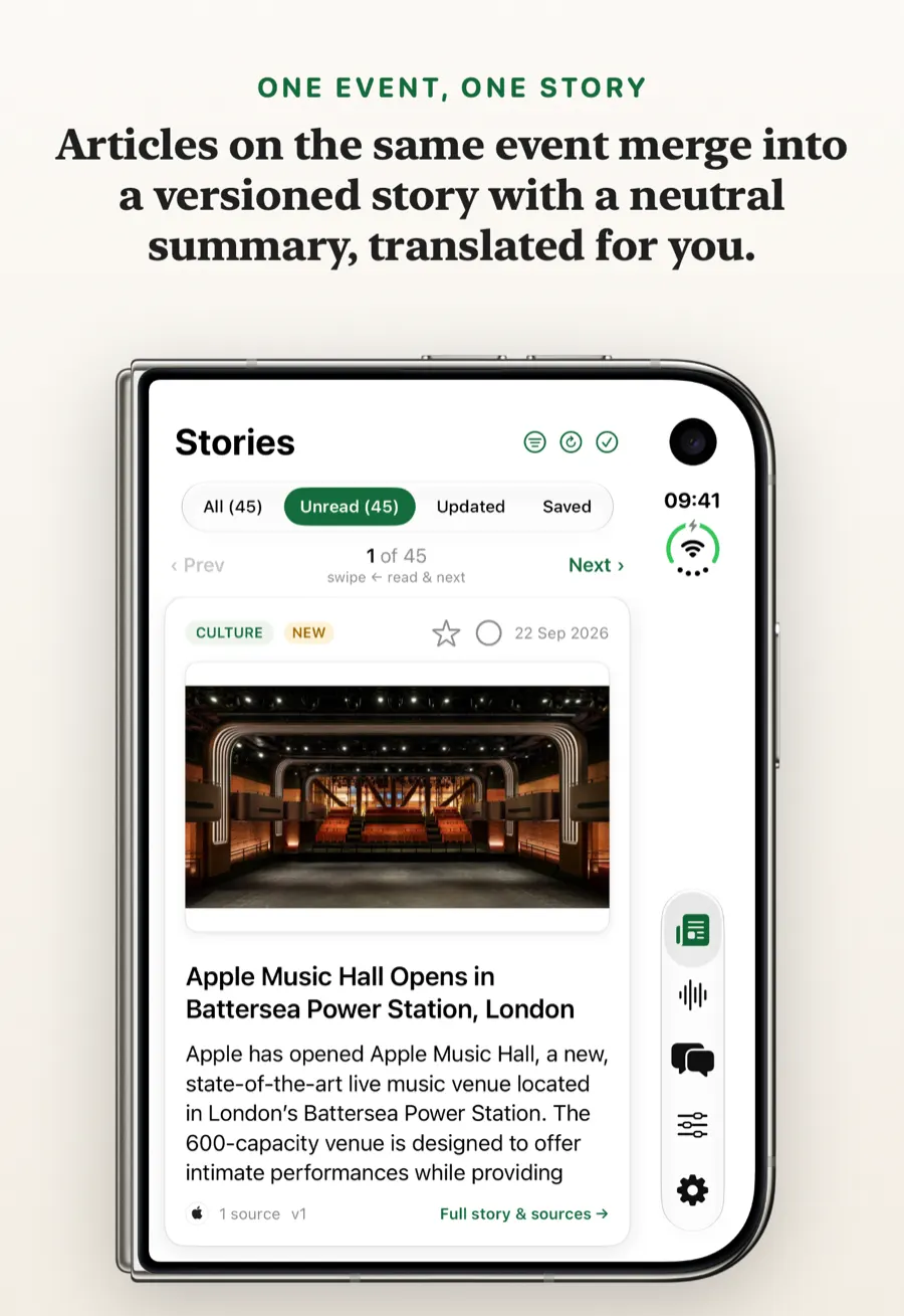 NewsGator stories on a foldable iPhone